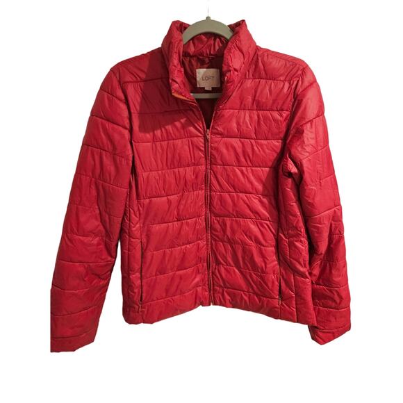 Womens LOFT puffer packable down jacket pink medium 295 - Picture 1 of 5